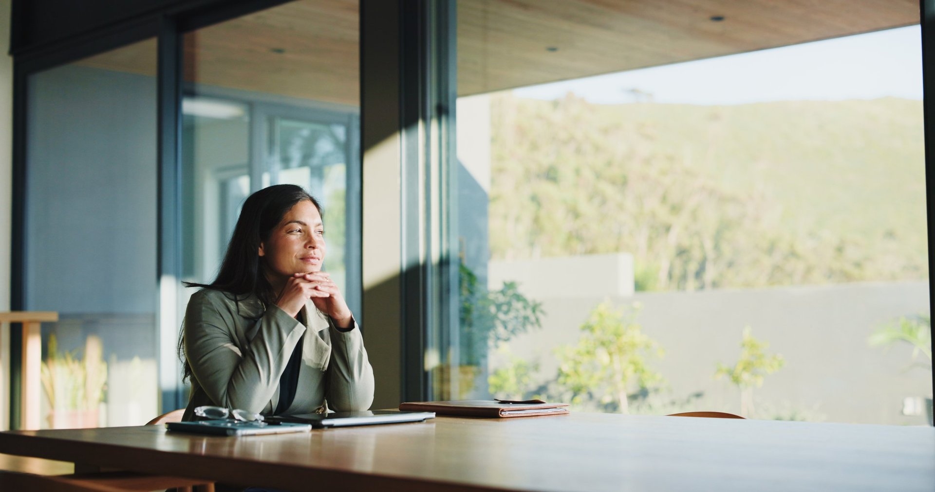 Thinking, ideas and businesswoman in office for planning finance review with company budget. Brainstorming, professional and financial manager with problem solving for career development in workplace